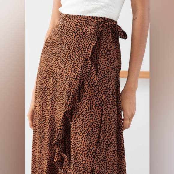 & Other Stories Leopard Ruffle Wrap Skirt - Sz 2 - Picture 3 of 12